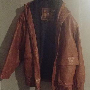 Structure leather jacket